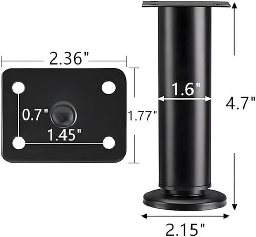 4PCS Adjustable 4.7-7.08 Inch Metal Furniture Legs Black Furniture Replacement - Image 2