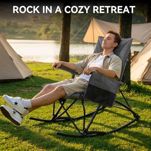 Oversized Folding Rocking Camping Chair, Heavy Duty Rocker Chair - Image 3