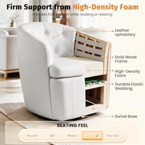 Couchus Swivel Accent Chair Set of 2, Faux Leather Swivel Barrel Chairs - Image 4