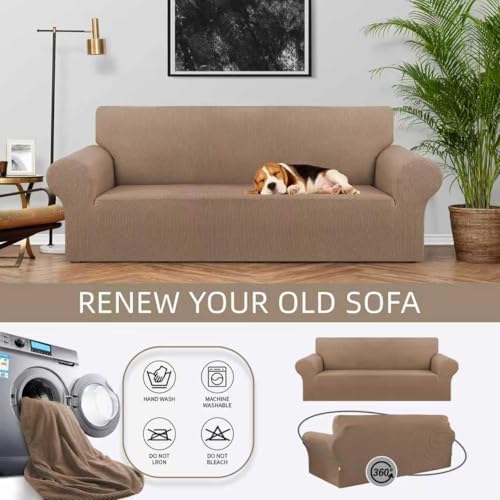 KEKUOU Stretch Couch Covers for Sofa, 3 Cushion Couch Slipcover - Image 3