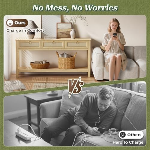 SUPERJARE Rattan Console Sofa Table - Image 5