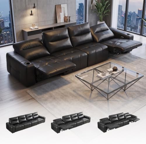 Power Recliner Genuine Leather Sofa Wall Hugger by BAMOOLI