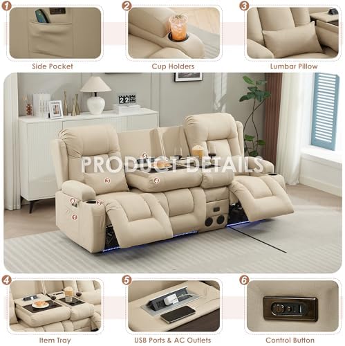 TUNYI Wall Hugger Loveseat Recliner Sofa - Image 7