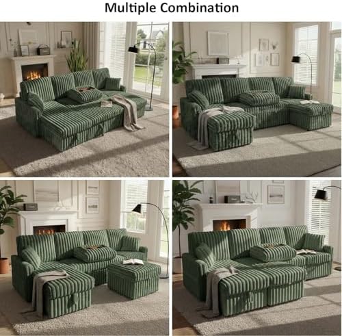 KCGKCG 104" U Shaped Sleeper Sofa Bed, Pull Out Couches - Image 7