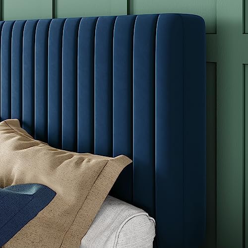 Allewie Full Bed Frame, Velvet Upholstered Platform Bed - Image 4