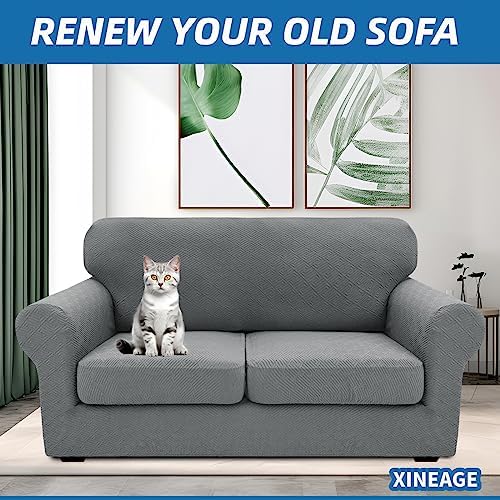 XINEAGE 3-Piece Stretch Loveseat Sofa Cover, Washable Couch Covers - Image 3