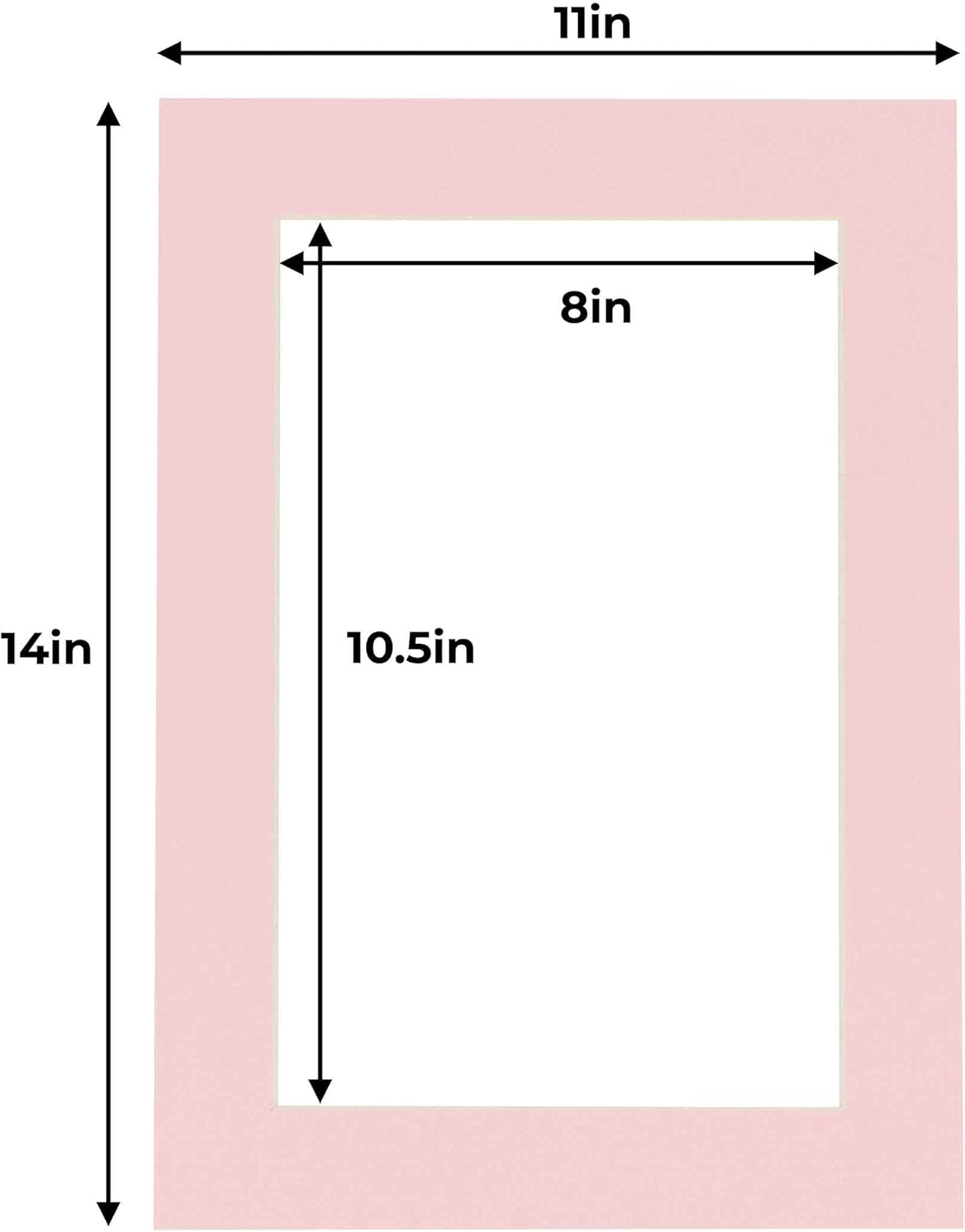 11x14 Mat for 8.5x11 Photo - Precut Soft Pink Picture Matboard for Frames Measuring 11 x 14 Inches - Bevel Cut Matte to Display Art Measuring 8.5 x 11 Inches - Acid Free Pack of 100 MATS