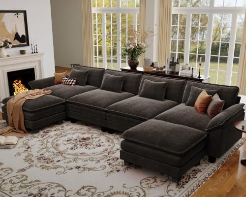 CDCASA 154" Oversized Modular Sectional Sofa, Comfy U-Shaped Cloud Couch w/ 2 by CDCASA