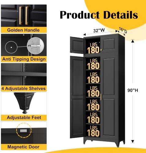 SteeLoong 90”Metal Pantry Storage Cabinet - Image 3