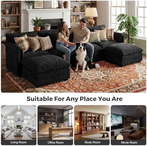 ELUCHANG 153" Oversized Modular Sectional Sofa, Comfy Chenille Cloud Couch - Image 3