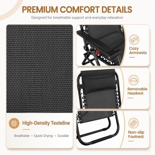 Yaheetech 26" Zero Gravity Recliners Adjustable Set of 2 - Image 5