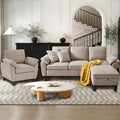 3 Piece Convertible Sectional Sofa Set, Modern Linen Small L Shaped Couch by Chireca