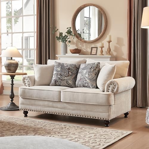 Modern Farmhouse Loveseat Sofa, Chenille Upholstery by FaratiHome