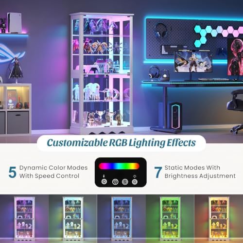 Dystler Display Cabinet with Glass Doors, RGB Lights - Image 3