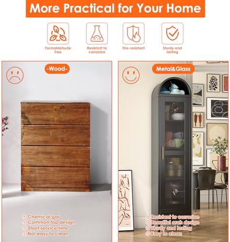 METAN 73" Narrow Metal Arched Cabinet - Image 4