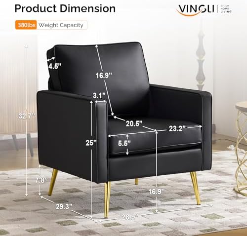 VINGLI Faux Leather Accent Chairs Set of 2 - Image 2