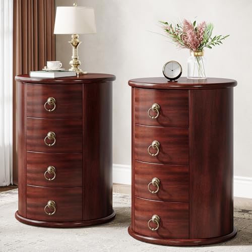 Tribesigns Solid Wood End Table Set of 2, Round Side Table - Image 7