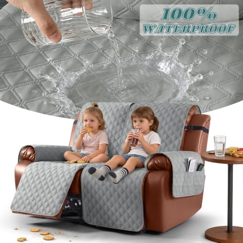 Ruaozz Waterproof Loveseat Recliner Covers, Non-Slip Sofa Covers, 2 Seater - Image 3