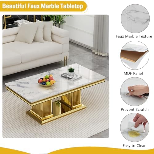 47inch Faux Marble Coffee Table - Image 5