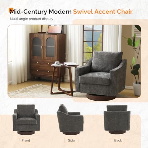 VINGLI Mid-Century Modern Swivel Accent Chairs Set of 2, 360°Upholstered - Image 7