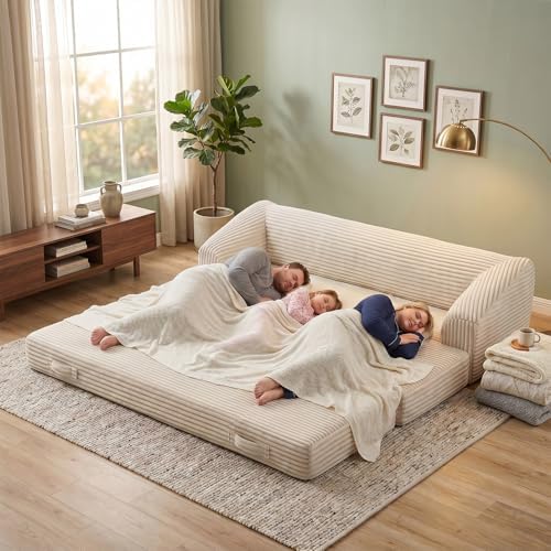 70” Folding Sofa Bed, 3-in-1 Convertible Triple Floor Couch Bed - Image 2