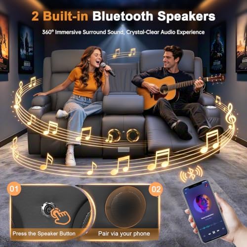 Home Theater Seating, Power Loveseat Recliner Sofa - Image 3