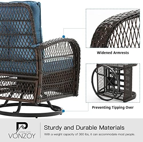 Patio Furniture Set 3 Pieces, Outdoor Swivel Glider Rocker Bistro Set - Image 4