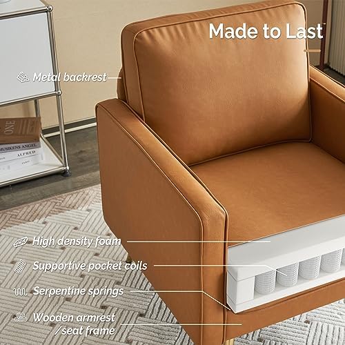 VINGLI Faux Leather Accent Chairs Set of 2 - Image 6