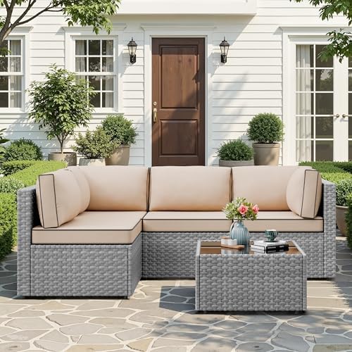 JAMFLY 5-Piece All-Season Wicker Patio Sofa Set - Image 3