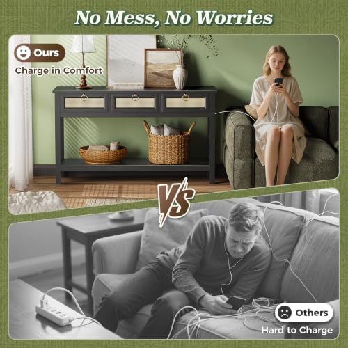 SUPERJARE Rattan Console Sofa Table - Image 5