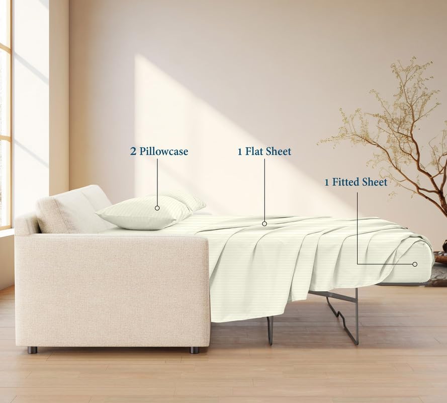 800 Series 100% Egyptian Cotton Sleeper Sofa Bed Sheet Set Stripe Queen XL Size - Image 3