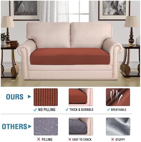 H.VERSAILTEX Super Stretch Individual Seat Cushion Covers Sofa Covers Couch - Image 2