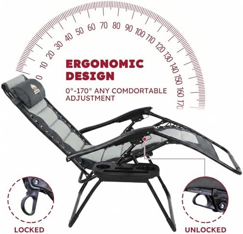 Colegence Oversized Zero Gravity Chairs Set of 2, 400-lb Capacity Recliner - Image 4