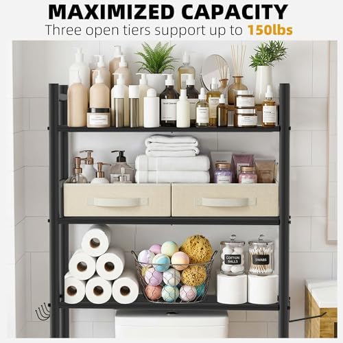 GloTika 3-Tier Over Toilet Storage, 2 Baskets - Image 5