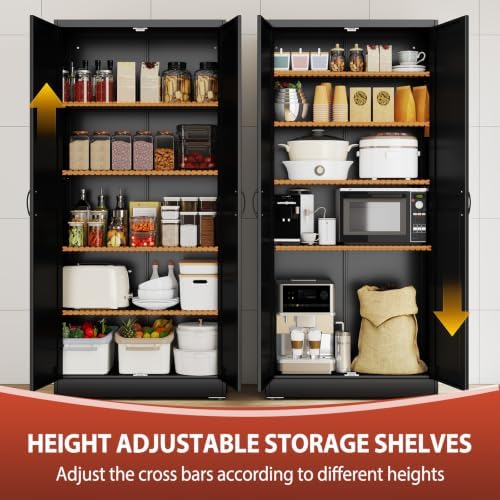 PAOFIN 71" Black Metal Storage Pantry Cabinet - Image 5