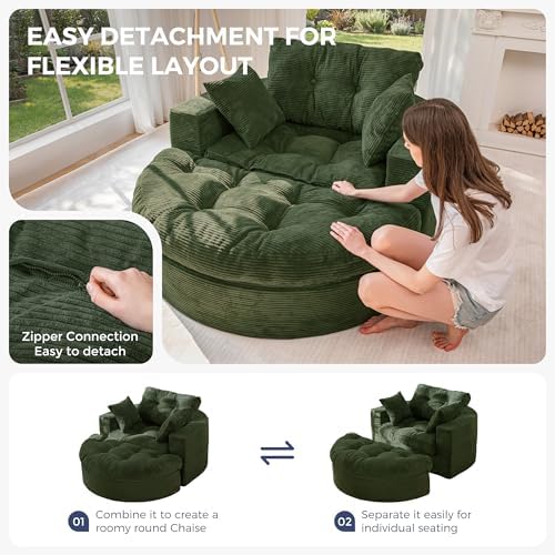 MAXYOYO Oversized Round Chaise Lounge Sofa, Boneless Chair - Image 6