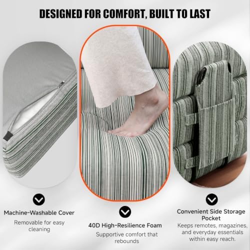 79" Memory Foam Sofa Bed, High Headrest Convertible Futon Boneless Couch - Image 6