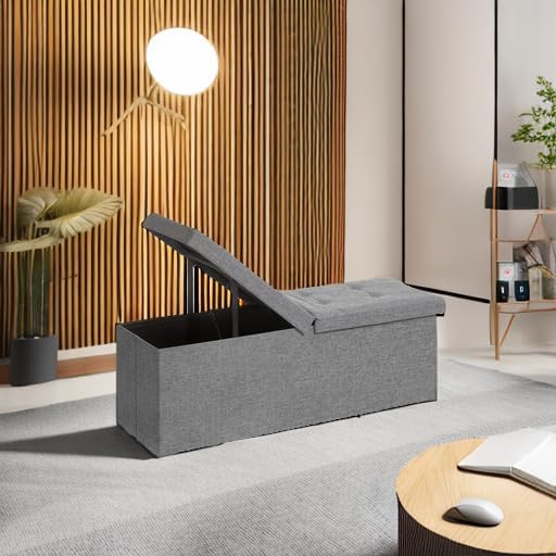 SONGMICS 43.3 Inches Storage Ottoman, Foldable Bench - Image 6