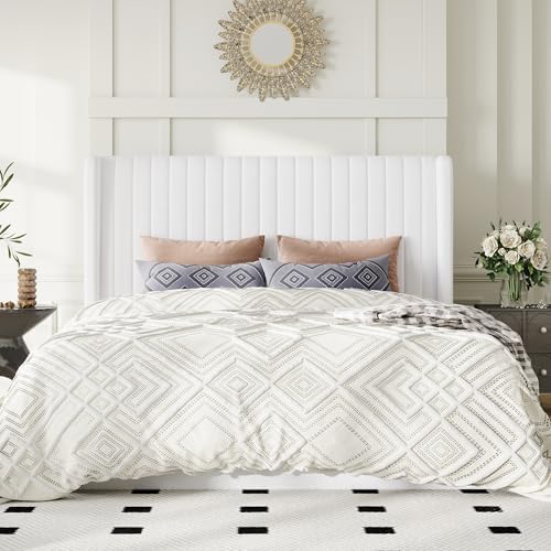 Allewie Full Size Lift Up Storage Bed Frame Channel Tufted Headboard White - Image 7