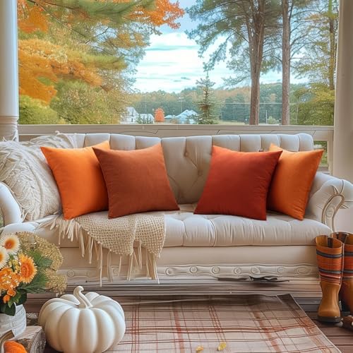 MIULEE Decorative Outdoor Pillow Covers Fall 18x18 Bright Orange - Image 6