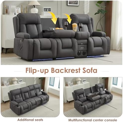 TUNYI Wall Hugger Loveseat Recliner Sofa - Image 7
