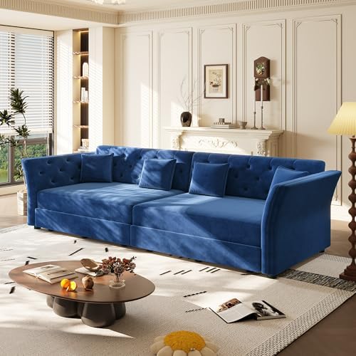 Sleeper Sofa Bed 100", Velvet Pull Out Couch, Flower Tufted Sofa by SmartEdge