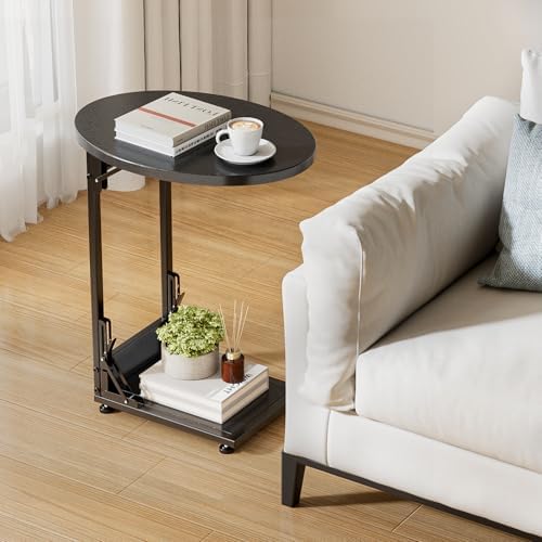 Elbourn Folding Side Table End Couch Tables, C-Shaped TV Stand - Image 2
