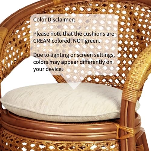 Set of 2 Pelangi Handmade Rattan Dining Wicker Chairs Colonial Color w/Cream - Image 4