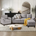 3 Piece Convertible Sectional Sofa Set, Modern Linen Small L Shaped Couch by Chireca