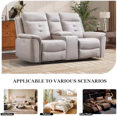 EBELLO Power Recliner Sofa Set, Faux Leather 2 Adjustable Single Recliner - Image 6