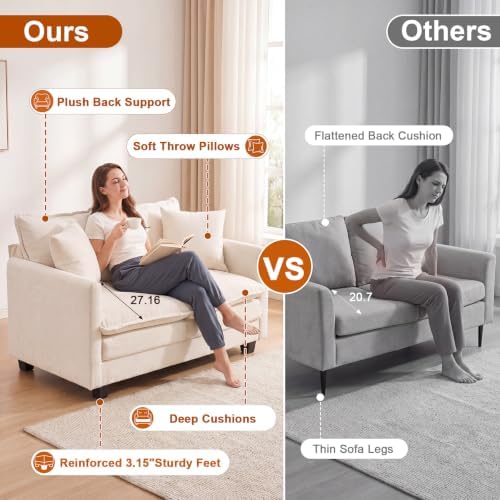 50'' Loveseat Sofa Set, Small Couch Set 2 Piece Cloud Love Seat - Image 4