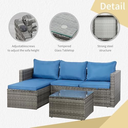 JAMFLY 3-Piece All-Season Wicker Patio Sectional Sofa Set - Image 5