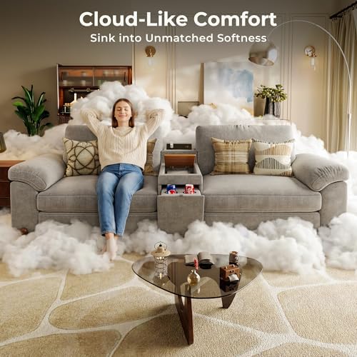 SITJOY Cloud Couch Sectional, 2 Seater Loveseat, Chenille in Light Gray - Image 6