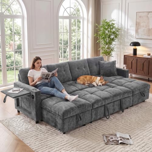 108”Pull Out Sofa Bed, U Shaped Sleeper Sofa - Image 4